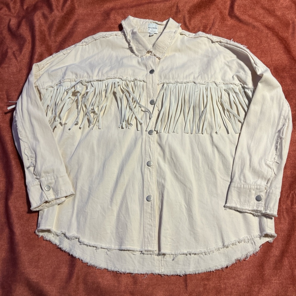Cream Fringe Jacket/ button up